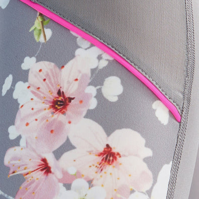 Myuni Oriental Blossom Mesh Panel Leggings